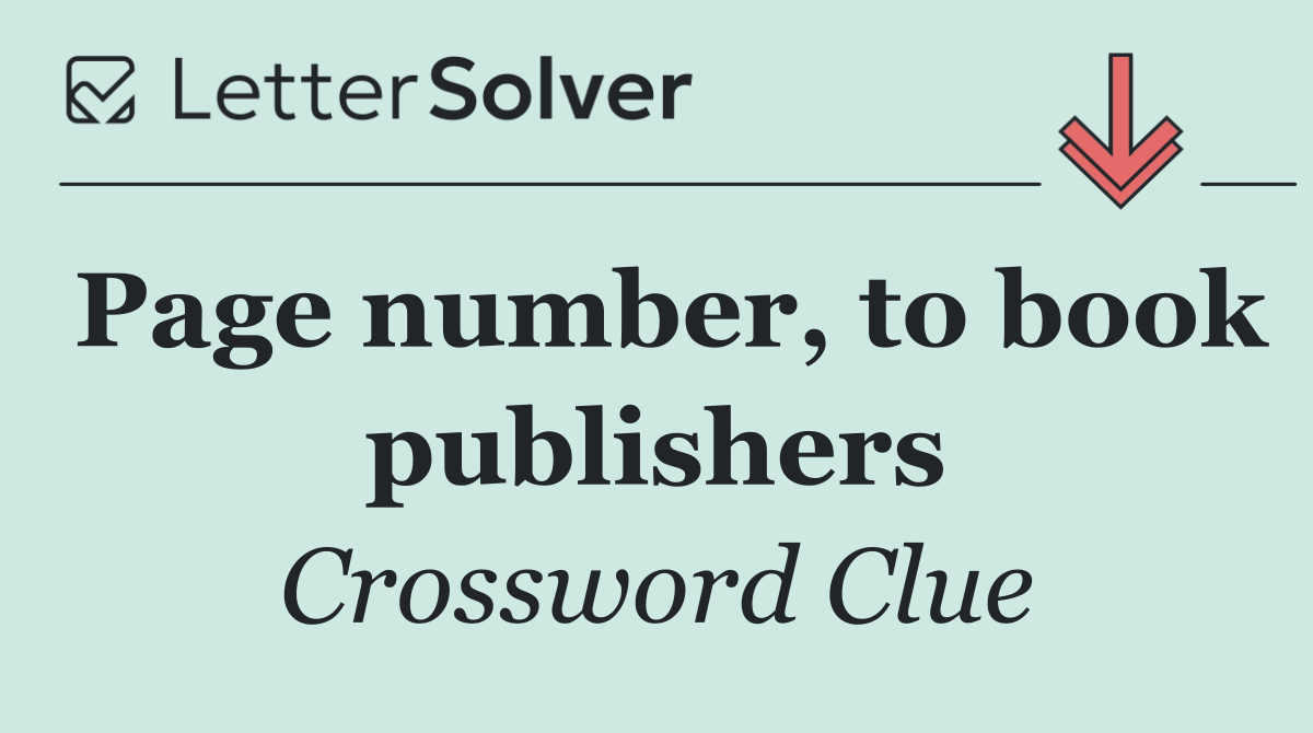 Page number, to book publishers