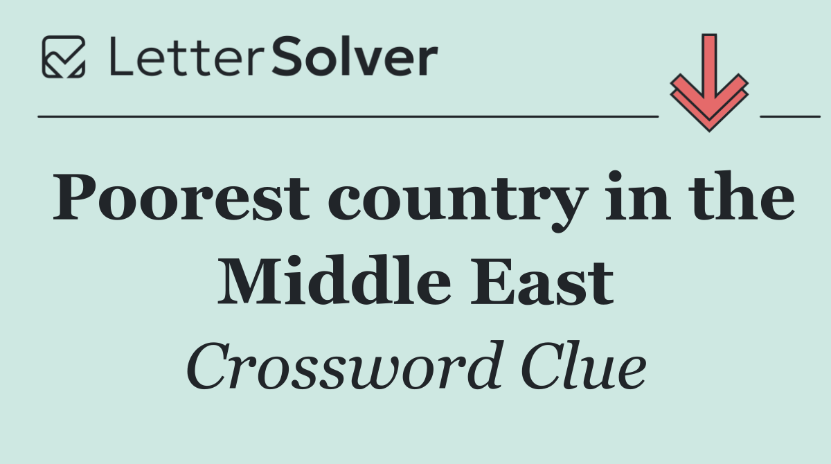 Poorest country in the Middle East