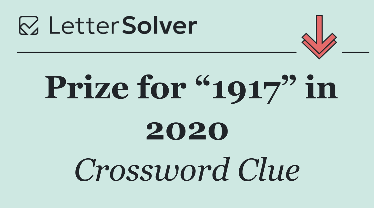 Prize for “1917” in 2020