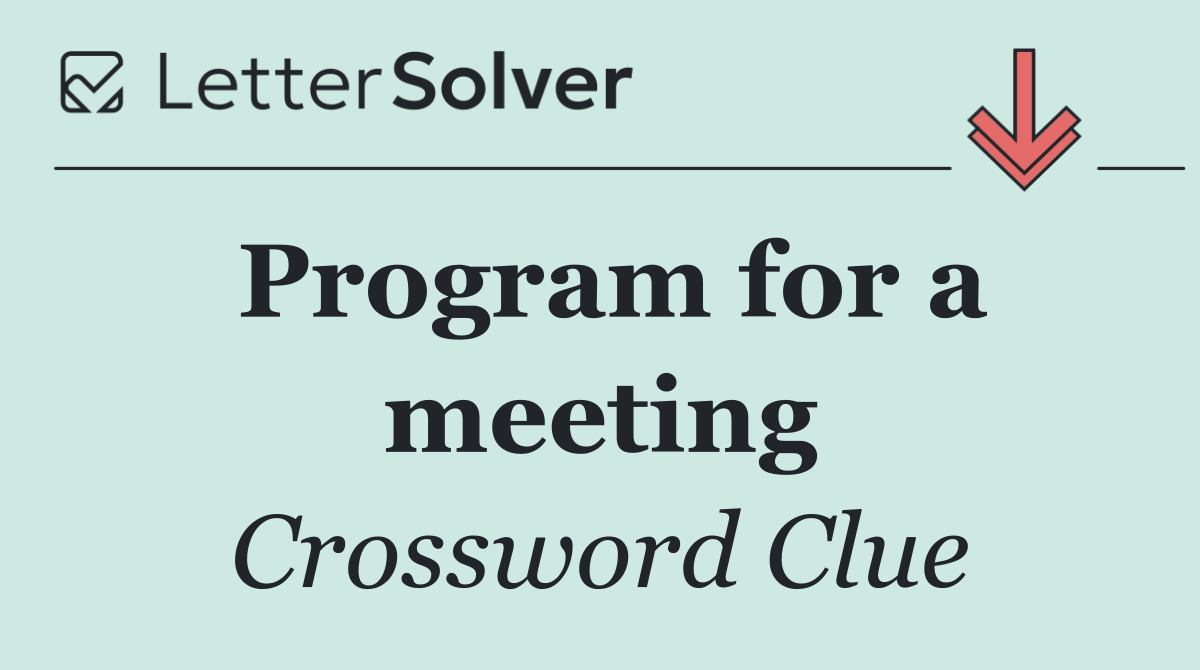 Program for a meeting