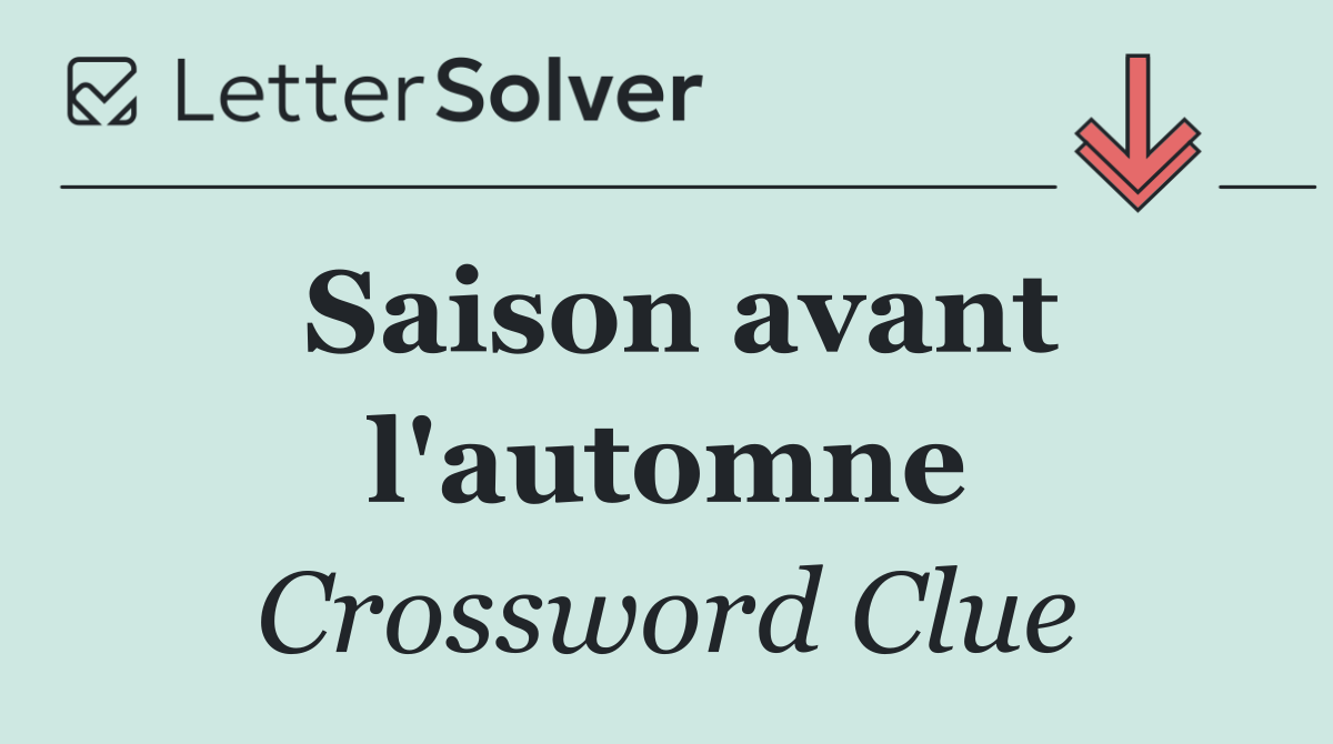 Saison avant l'automne