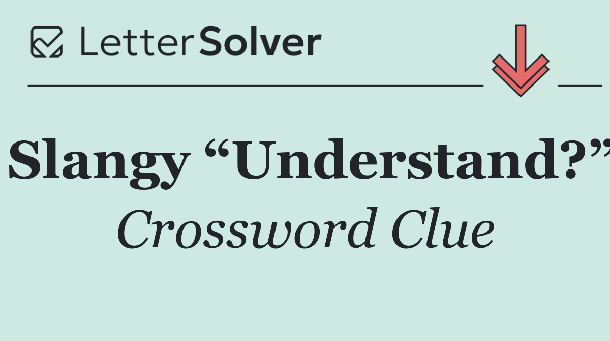 Slangy “Understand?”