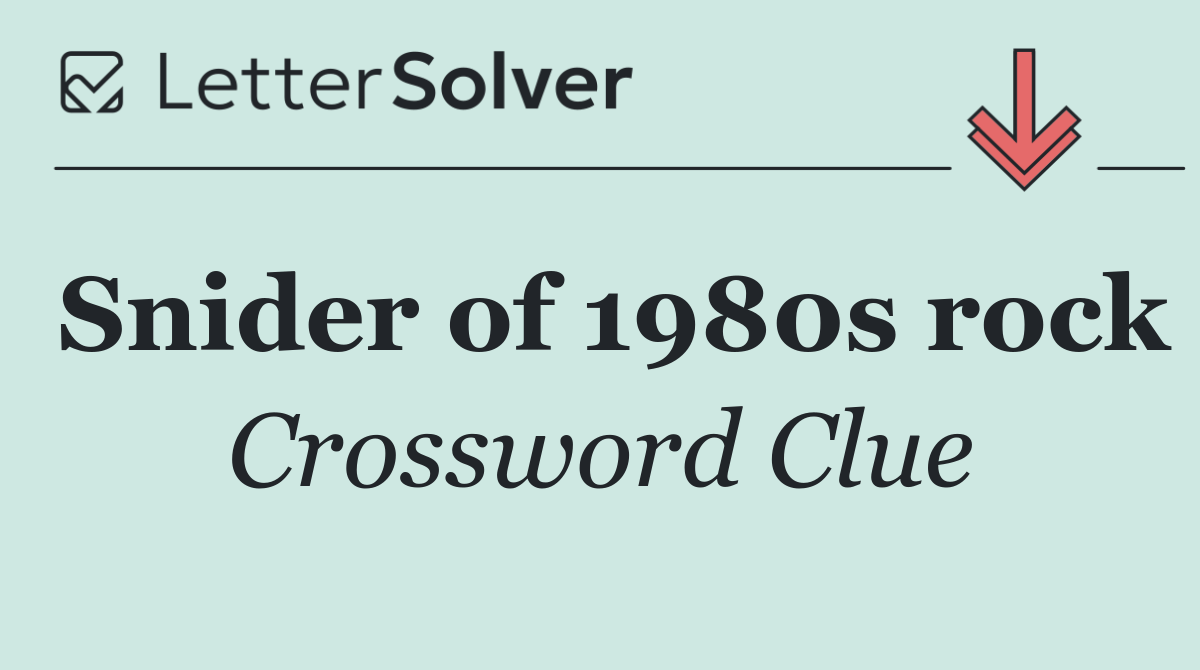Snider of 1980s rock