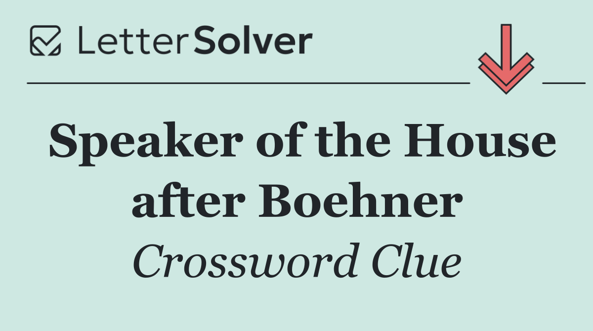 Speaker of the House after Boehner