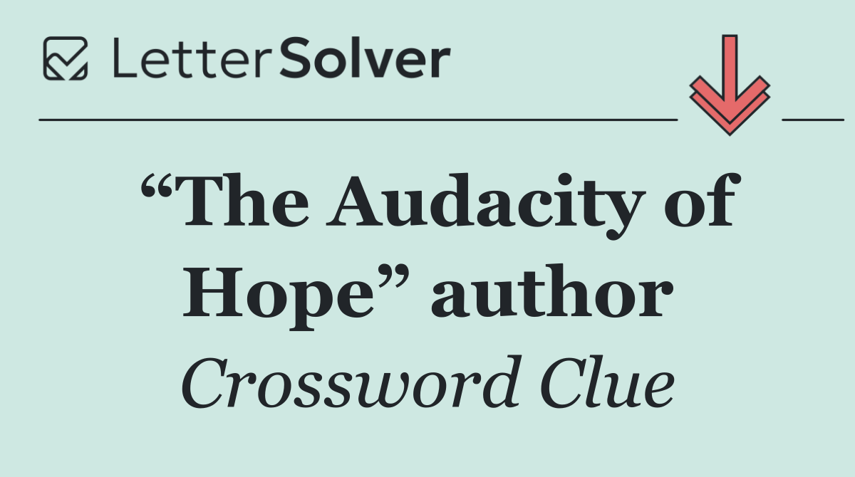 “The Audacity of Hope” author
