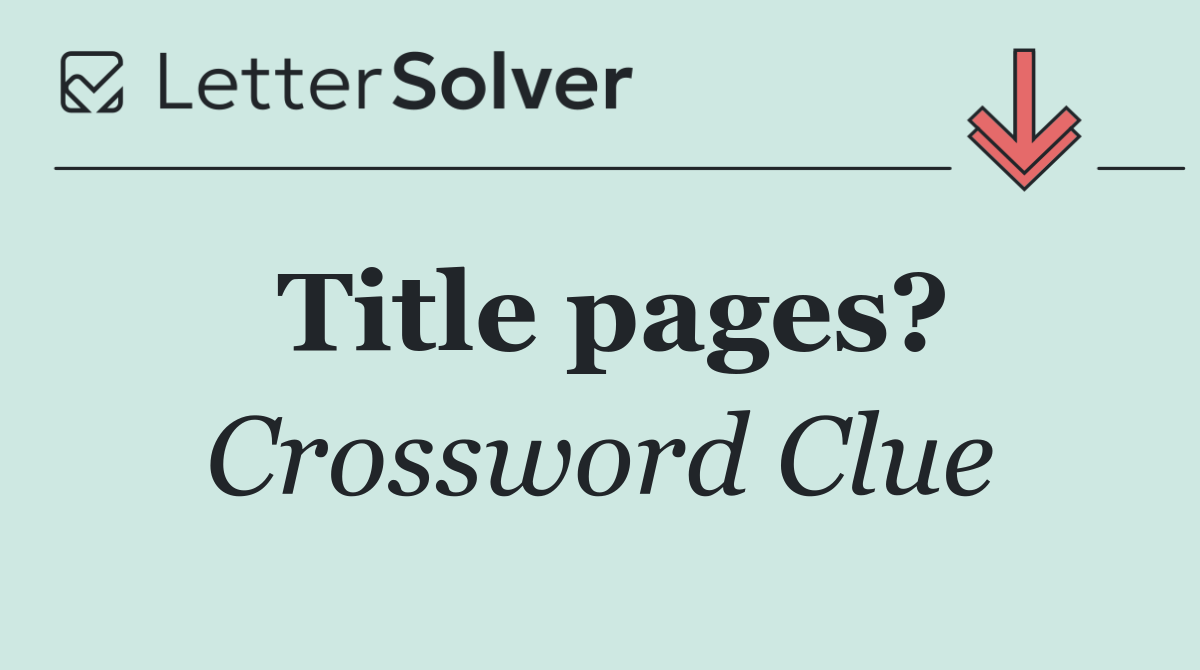 Title pages?