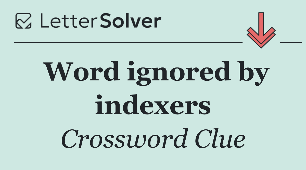 Word ignored by indexers