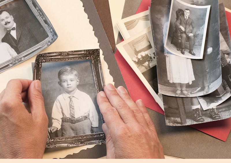Person researching ancestors photos