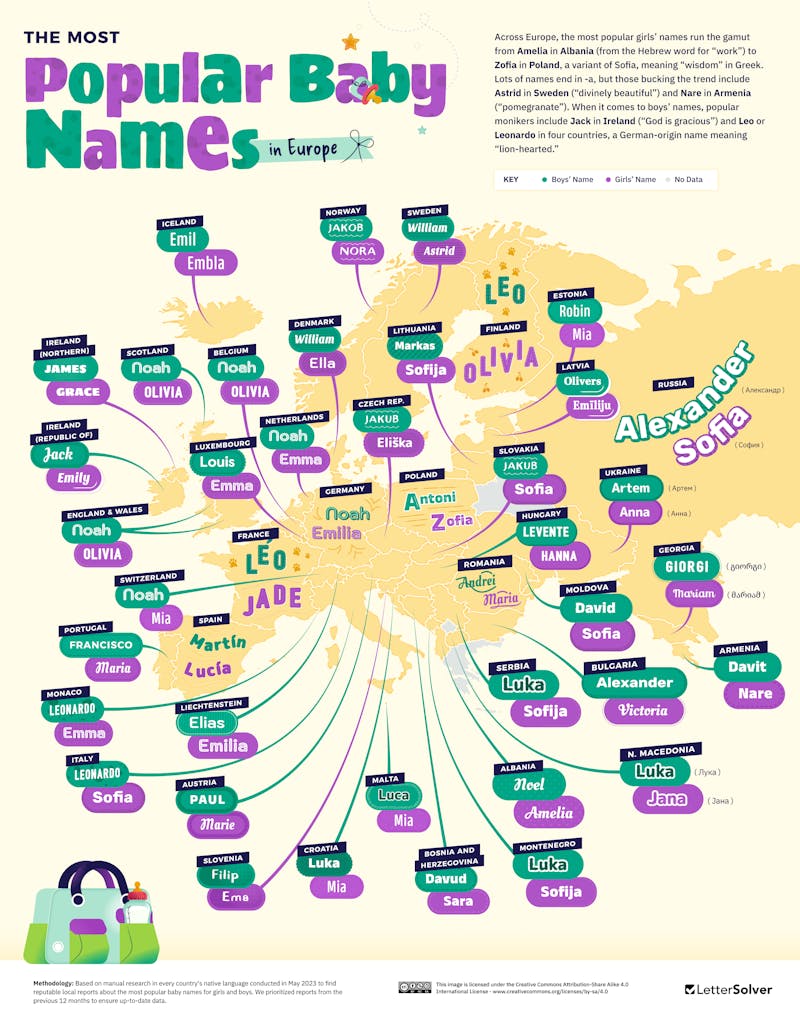 Noted Names Europe Map Popular