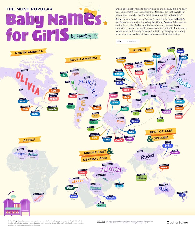 Noted Names World Map Girls
